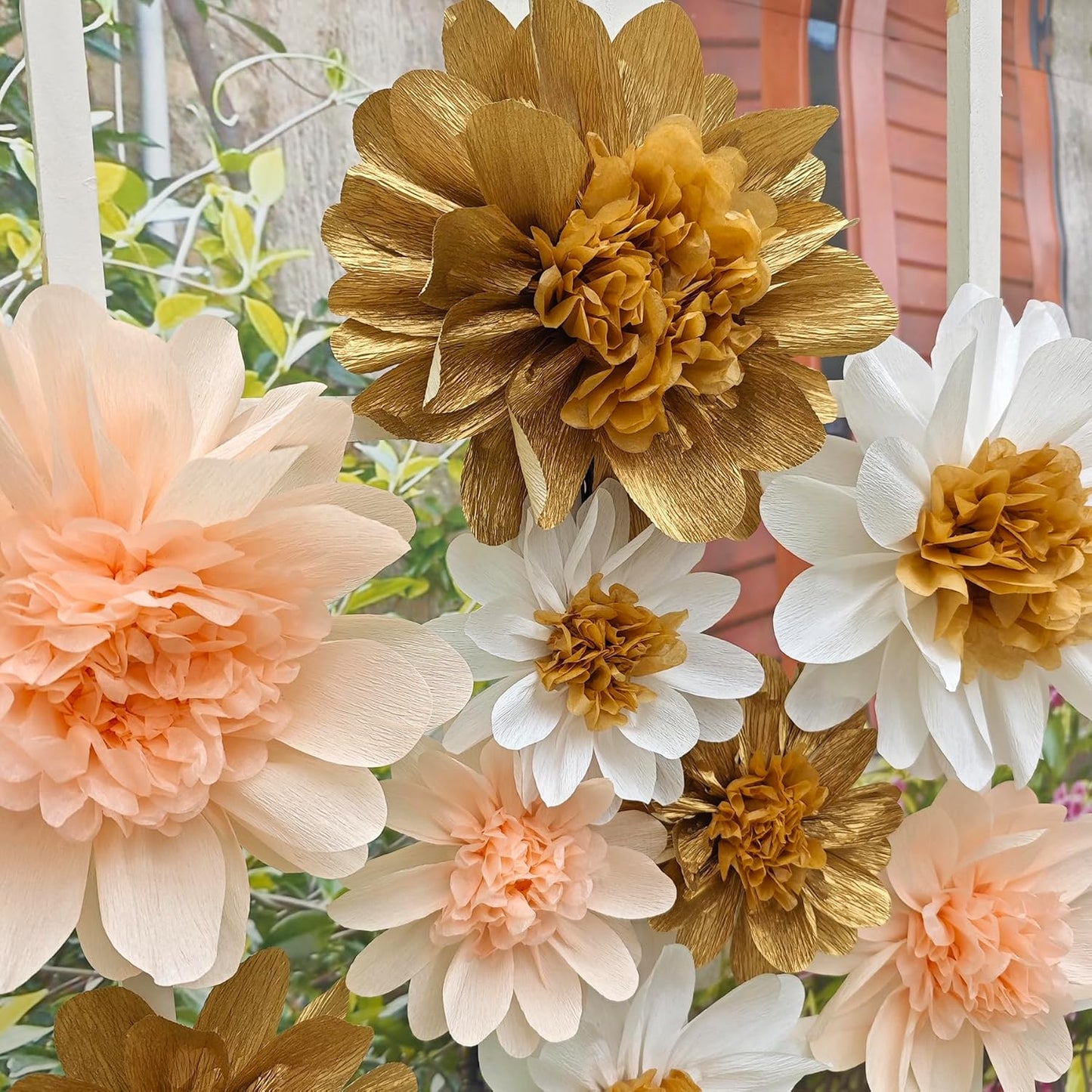 Crepe Paper Flower for Wall Decor Girls Birthday Party Backdrop Baby Shower Nursery Room Decoration Pack of 9 (Pastel)