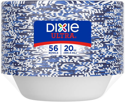 Dixie Ultra, Large Paper Bowls, 20 Oz, 150 Count (6 packs of 25 bowls), Microwave Safe, Compostable, Disposable Bowls Great For Breakfast, Lunch, And Dinner Meals
