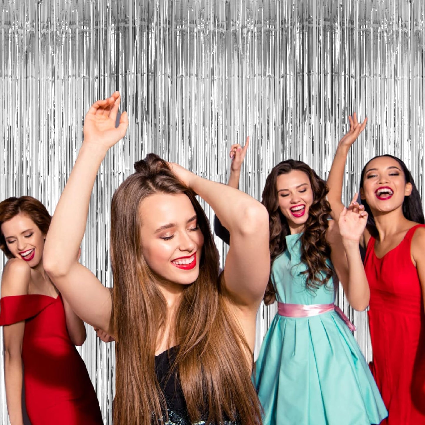 Voircoloria 3 Pack 3.3x8.2 Feet Gold Foil Fringe Backdrop Curtains, Tinsel Streamers, Fringe Backdrop for 2025 New Years Eve, Graduation, Birthday, Baby Shower, Gender Reveal, Disco Party - Colors A