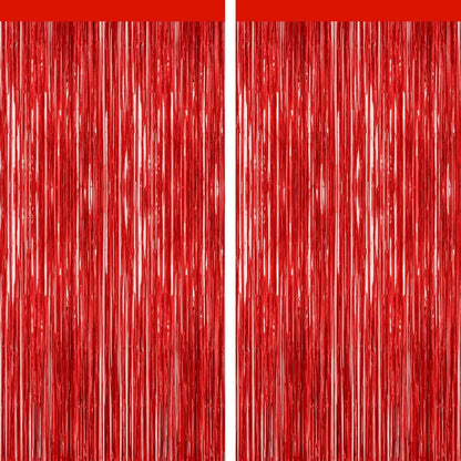 GCB 2Pack Black Metallic Tinsel Foil Fringe Curtains, Black Foil Curtain Backdrop, Photo Booth Props for Birthday Wedding Baby Shower Bachelorette Xmas Celebration Party Decorations Door Streamers