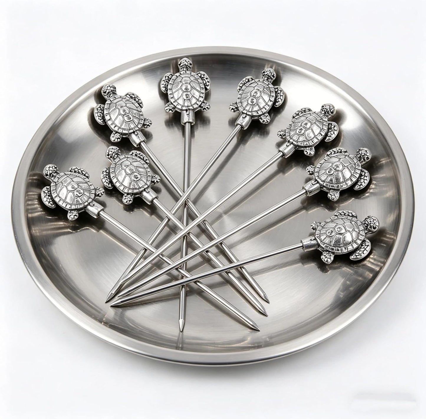 Homestia Stainless Steel Cocktail Picks, 4.7 Inch Reusable Martini Olive Picks, Metal Garnish Skewers for Drinks, Appetizers, Bloody Mary - Set of 6 Metal Cocktail Picks for Party Bar