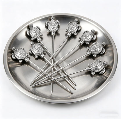 Homestia Stainless Steel Cocktail Picks, 4.7 Inch Reusable Martini Olive Picks, Metal Garnish Skewers for Drinks, Appetizers, Bloody Mary - Set of 6 Metal Cocktail Picks for Party Bar