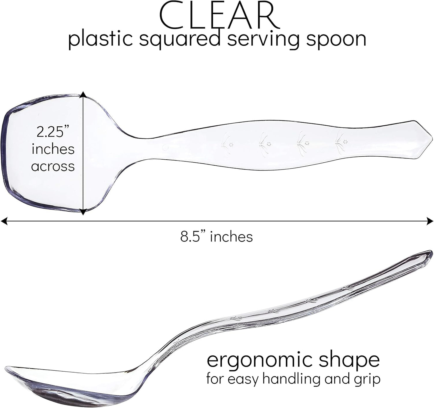 Plasticpro Disposable Plastic Serving Spoons Durable Heavy Duty Premium Serving Utensils Clear Pack of 4