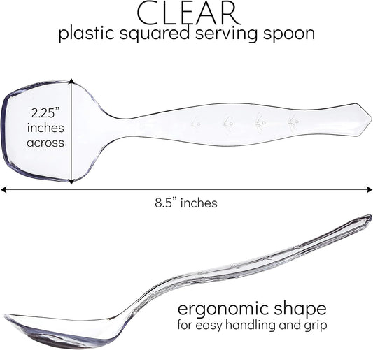 Plasticpro Disposable Plastic Serving Spoons Durable Heavy Duty Premium Serving Utensils Clear Pack of 4