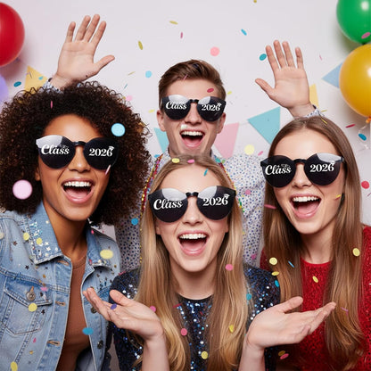 Vegove 12PC Class of 2026 Graduation Sunglasses - Prom Costume Eyewear Party Photobooth Props for Grand Celebration Supplies