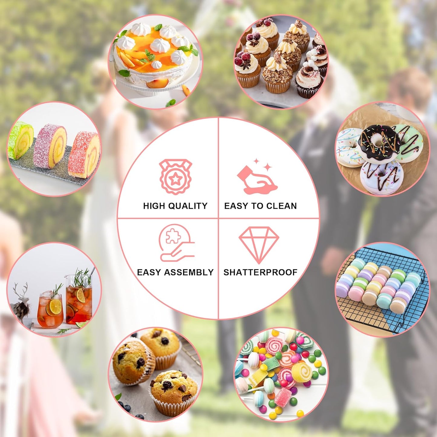 YestBuy Cupcake Stand, 6 Tier Large Cupcake Tower Display, Round Cupcake Holder, Acrylic Dessert Stand, Pastry Display Tree for Party, Wedding, Baby Shower