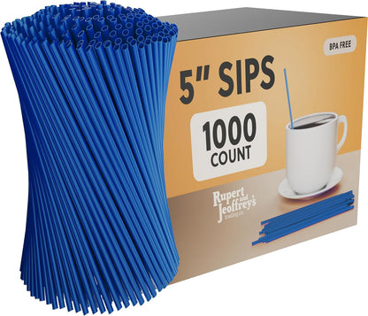 Disposable Plastic Coffee Stirrer Straw - 5 Inch Sip Stir Stick (1000, Neon)