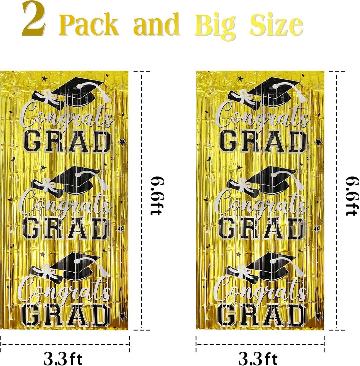 Gradution Party Suppiles Backdrop Decoration 2026, Claas of 2026 Streamer Tinsel Foil Fringe Curtains, Photo Booth Prop Backdrop, Black Grad Photo Backgrounds