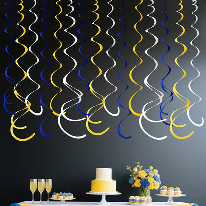 36 Pcs Blue Hanging Swirl Decorations Ombre Royal Blue White Felt Swirl Streamer Spiral Ceiling Garland for Birthday Wedding Baby Shower Graduation Under The Sea Nautical Ahoy Achor Party Supplies