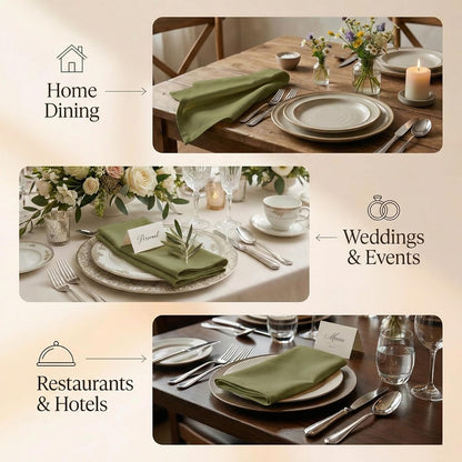 ACCENTHOME Natural Cotton Linen Napkin Set of 12 18x18 inch Dinner Napkins - Washable Soft Premium Hotel Quality Reusable Hemmed Edges Napkins Perfect Table Linens for Family Dinners, Weddings