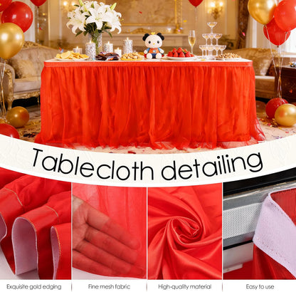 THARAHT Tulle Table Skirt 6FT 180CM Long for Rectangle Tables Round Tables Ruffle Desk Skirt for Princess Girls Birthday Party Cake Dessert Decorations Table Skirt
