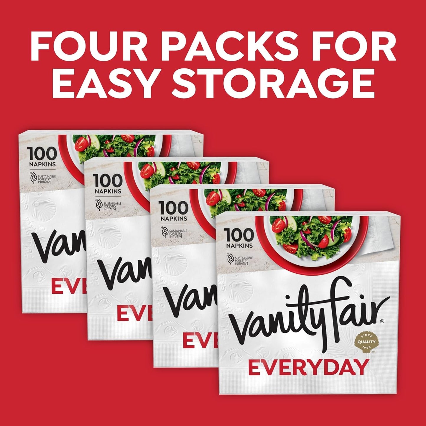 Vanity Fair Everyday Paper Napkins, 200 Count, Disposable Napkins Made Soft And Smooth For Everyday Meals