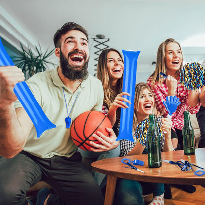Yunsailing 96 Pcs Homecoming Noisemakers Team Spirit Accessories for Game Day Include Hand Clappers Cheerleading Pom Pom Thunder Stick Cheer Party Blower Plastic Whistle for Sport Fans(Gold)