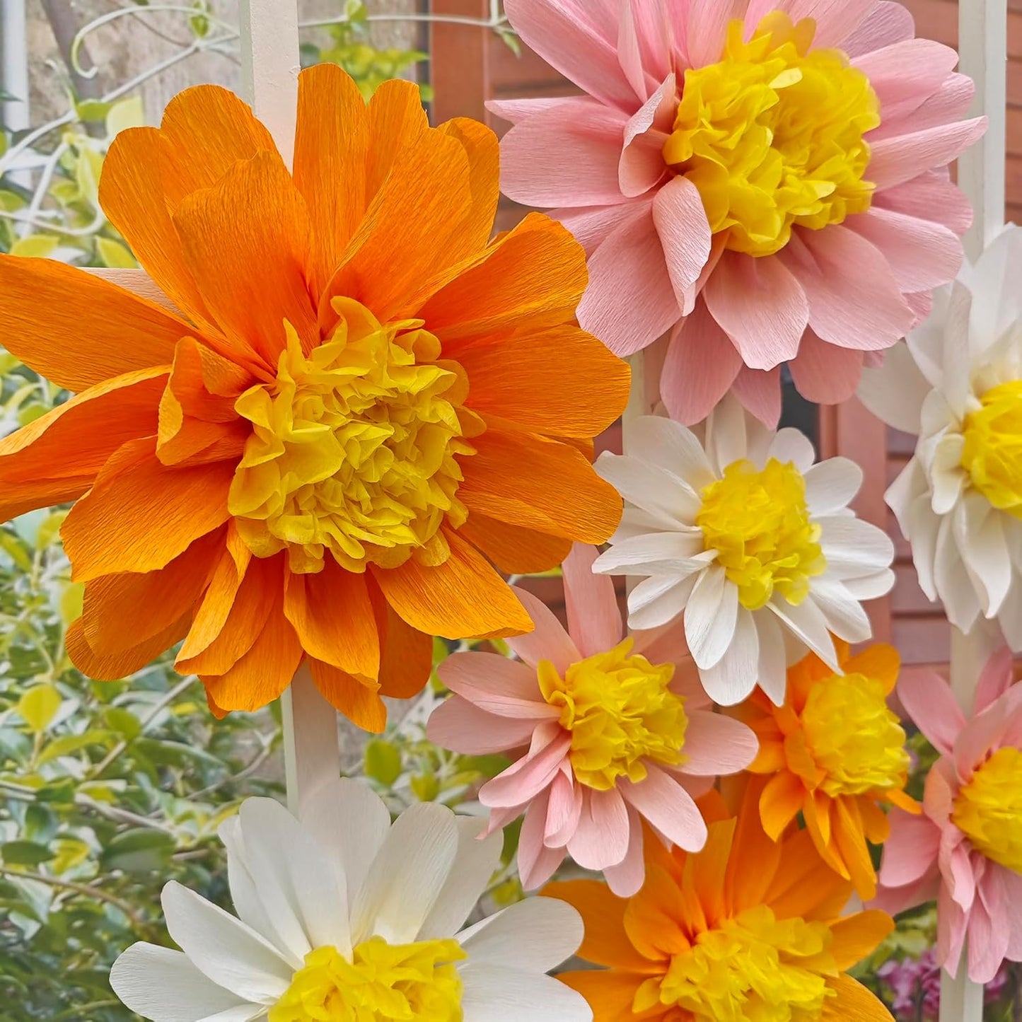 Crepe Paper Flower for Wall Decor Girls Birthday Party Backdrop Baby Shower Nursery Room Decoration Pack of 9 (Pastel)