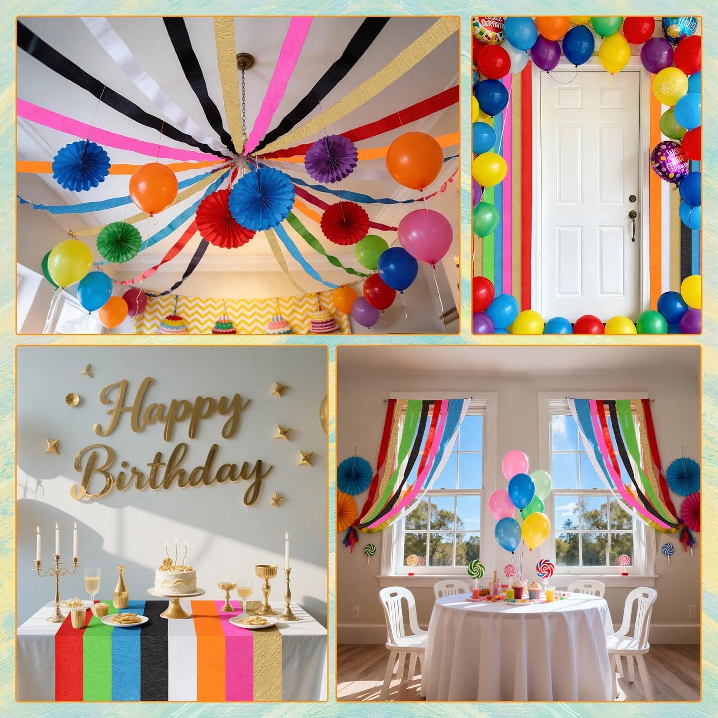 Oubest Crepe Paper Streamers 2.2 Inch x 656 Feet Ideal Party Supplies & Decorations for Birthdays Baby Showers Bachelorettes Weddings DIY, 8 Rolls Pastel Streamers Backdrops, Doorway & Wall Decor
