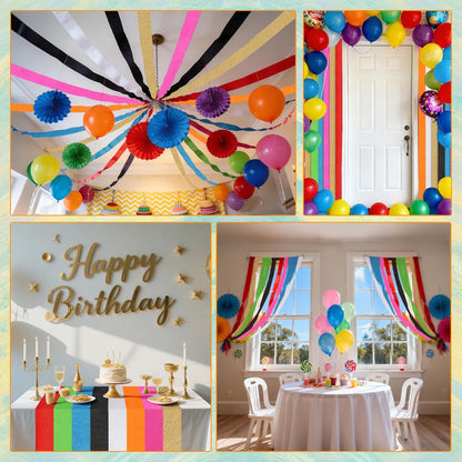 Oubest Crepe Paper Streamers 2.2 Inch x 656 Feet Ideal Party Supplies & Decorations for Birthdays Baby Showers Bachelorettes Weddings DIY, 8 Rolls Pastel Streamers Backdrops, Doorway & Wall Decor