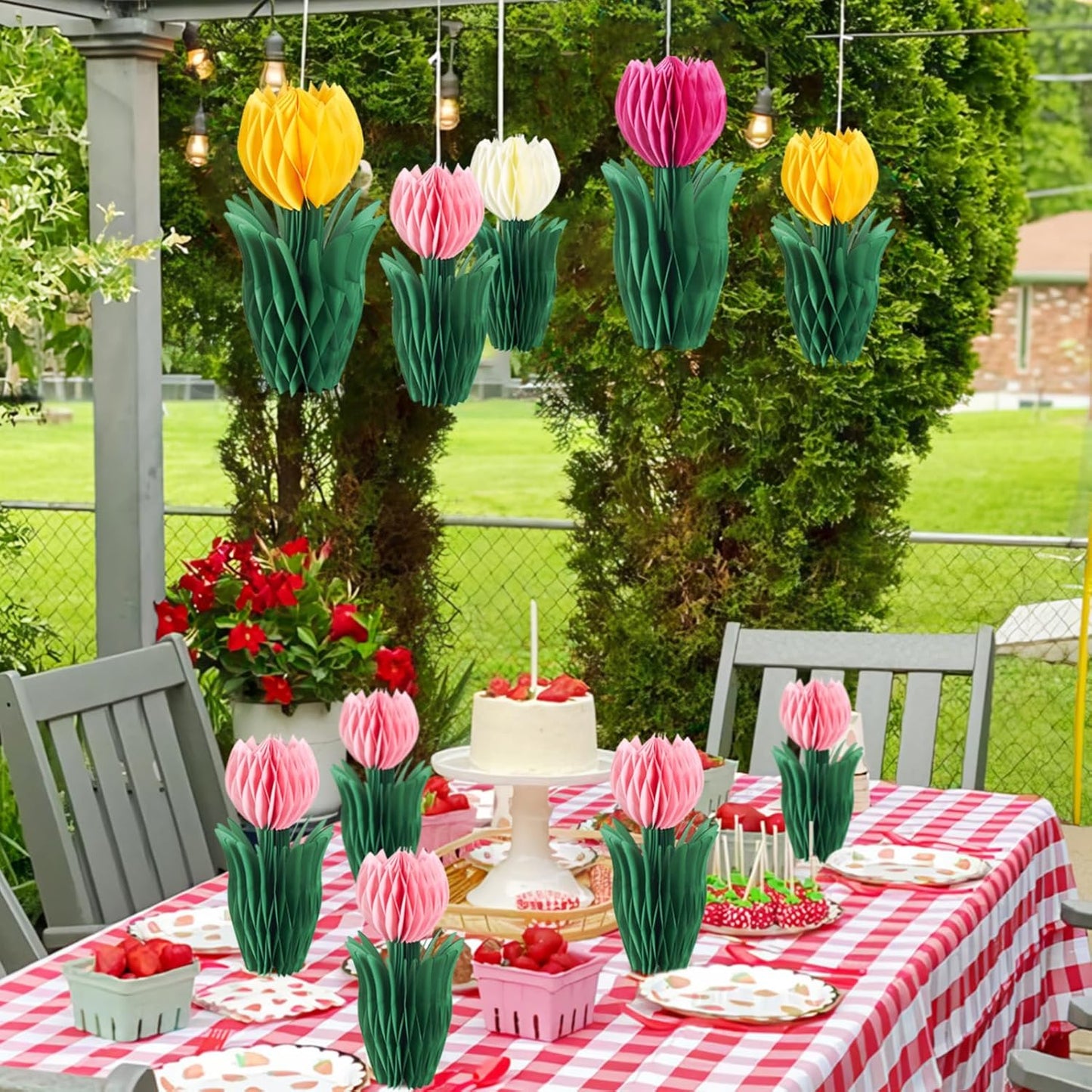 SUNBEAUTY 9PCS Spring Wildflower Party Decorations Wild Flowers Honeycomb Centerpieces for Tables Wildflower Birthday Spring Flower Theme Party Decorations for Garden Baby Shower, Easter, Mothers Day