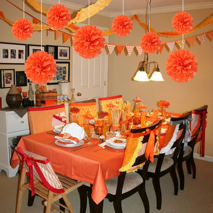 20 PCS Orange Tissue Paper Pom Poms, Tissue Pom Poms Flowers, Sizes of 6", 10", 12", 14" Hanging Paper Flower Ball for Wedding, Birthday, Halloween, Christmas, Baby Shower Party Decor