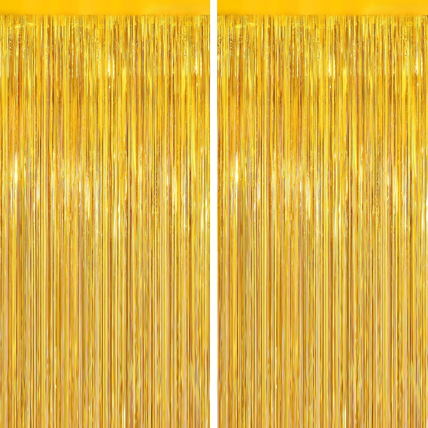 GCB 2Pack Black Metallic Tinsel Foil Fringe Curtains, Black Foil Curtain Backdrop, Photo Booth Props for Birthday Wedding Baby Shower Bachelorette Xmas Celebration Party Decorations Door Streamers