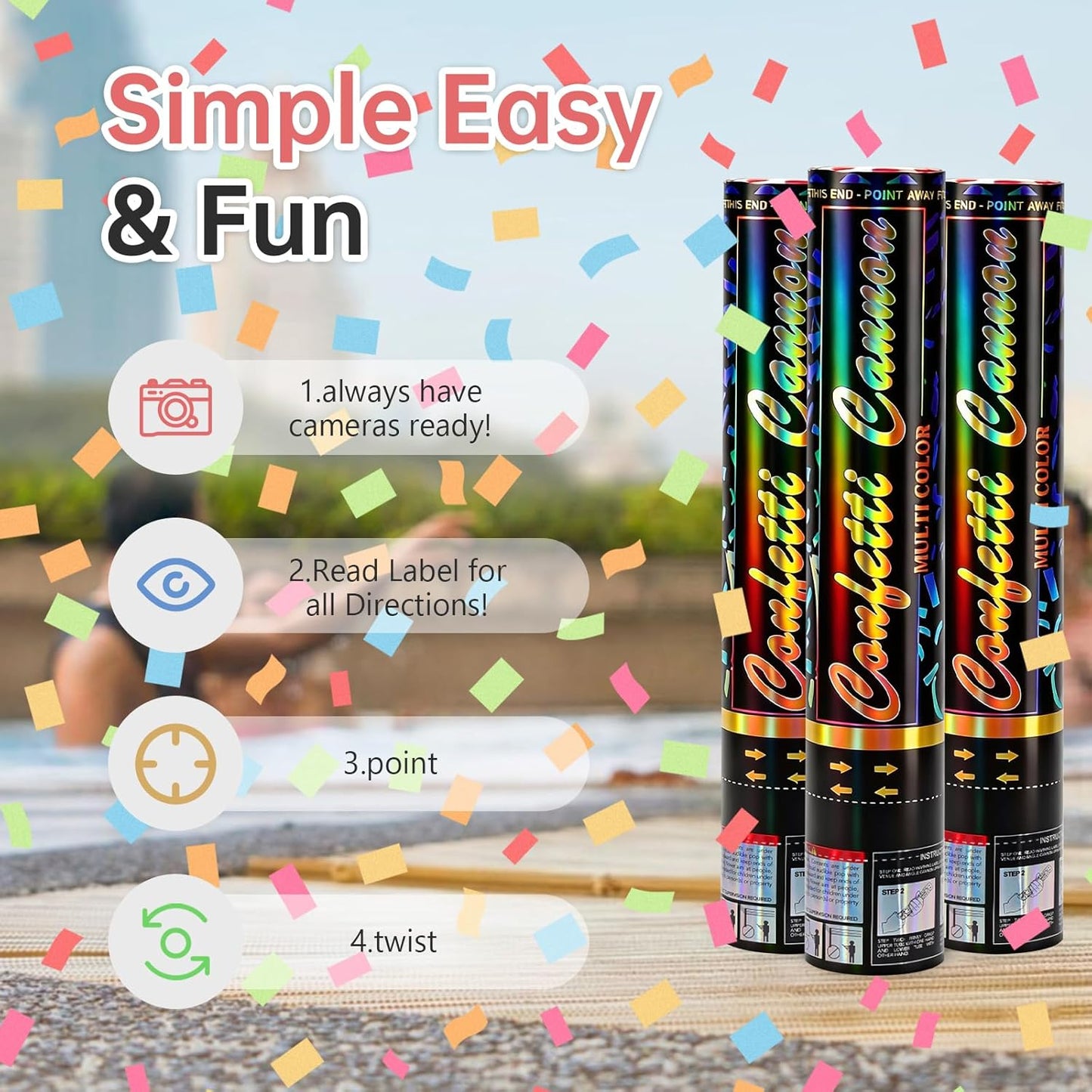 Confetti Poppers Orange Confetti Cannon 12 Pack Party Poppers Biodegradable12 inch Wedding Party Confetti Bulk Streamer Confetti Cannon Launches up to15-25ft for Christmas Birthday Graduation New Year