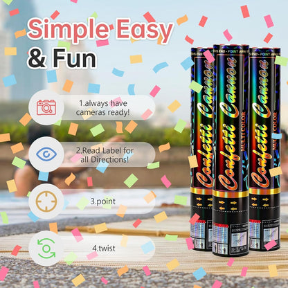 Confetti Poppers Orange Confetti Cannon 12 Pack Party Poppers Biodegradable12 inch Wedding Party Confetti Bulk Streamer Confetti Cannon Launches up to15-25ft for Christmas Birthday Graduation New Year