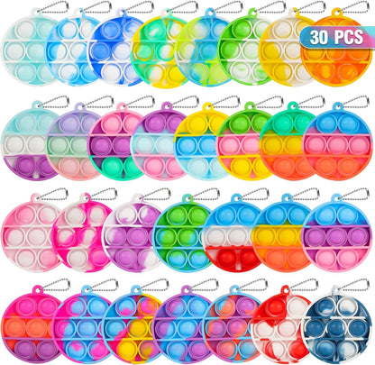 Pop Fidget Toys Bulk Its Party Favors for Kids 4-8 8-12 30 Pack Mini Pop Keychain It Small Fidgets for Classroom Prizes School End of Year Student Gifts from Teacher Birthday Goodie Bag Stuffers