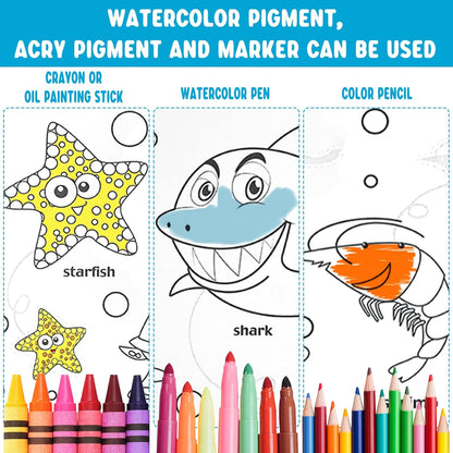 2PCS Children's Drawing Roll, Coloring Paper Roll for Kids Gift, 120 * 11.8 Inches DIY Painting Drawing Paper Roll, Sticky Drawing Paper Roll, Early Educational Toys for Kids (Animal World)