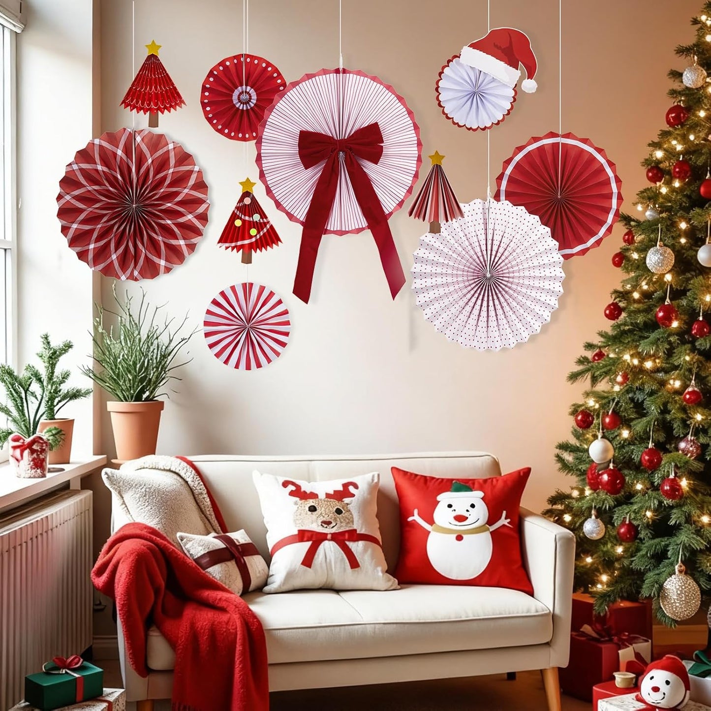 Easy Joy Paper Leaves Decorations for Wall Paper Fans Classroom Decoration Leaves Backdrop Decor Wall Decor,Set of 9