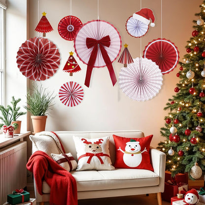 Easy Joy Paper Leaves Decorations for Wall Paper Fans Classroom Decoration Leaves Backdrop Decor Wall Decor,Set of 9