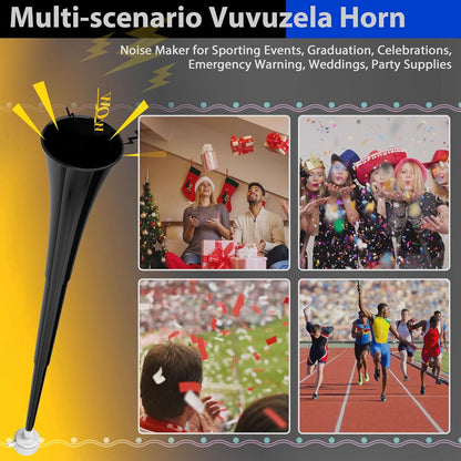 Collapsible Stadium Horn 24 Inch Vuvuzela Plastic Trumpet Blow Horns Noise makers for Sporting Events School Sports Football Games Party Supplies Favors Accessories (Black)