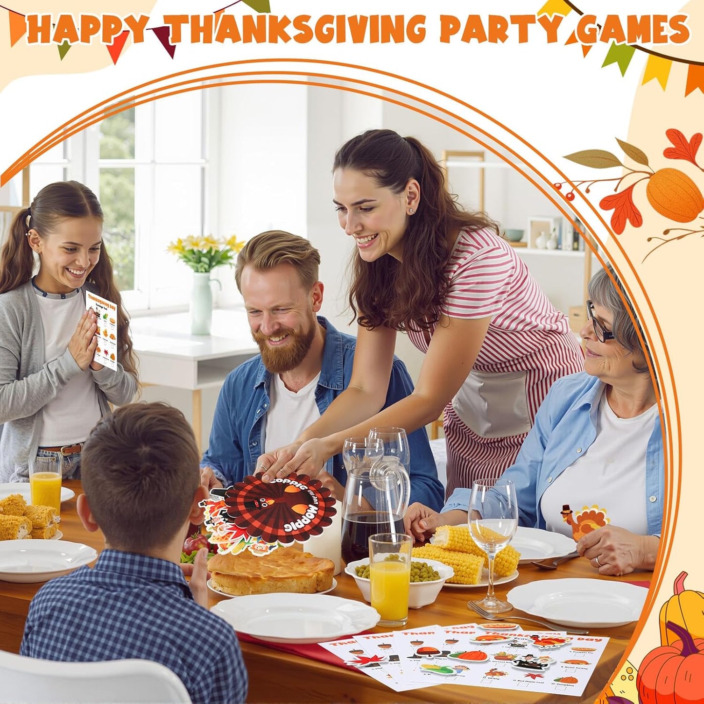 Thanksgiving Games Essentials Scavenger Hunt Game Party Favors Supplies Including Felt Turkey Bag 15 Scavenger Hunt Cards 60 Felt Fall Element Pieces for Thanksgiving Fall Party Decoration