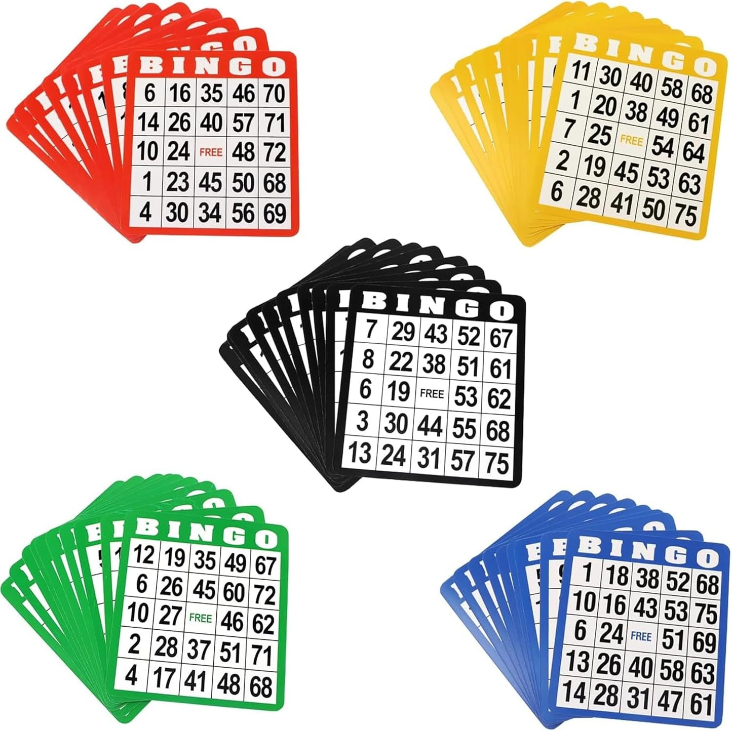 GSE Games & Sports Expert 100-Pack Multi-Color Bingo Game Cards with Easy Read Numbers, Reusable Paper Bingo Sheets for Large Groups, Family/Friend Parties