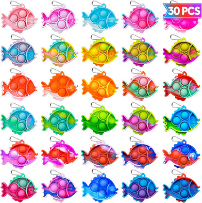 Pop Fidget Toys Bulk Its Party Favors for Kids 4-8 8-12 30 Pack Mini Pop Keychain It Small Fidgets for Classroom Prizes School End of Year Student Gifts from Teacher Birthday Goodie Bag Stuffers