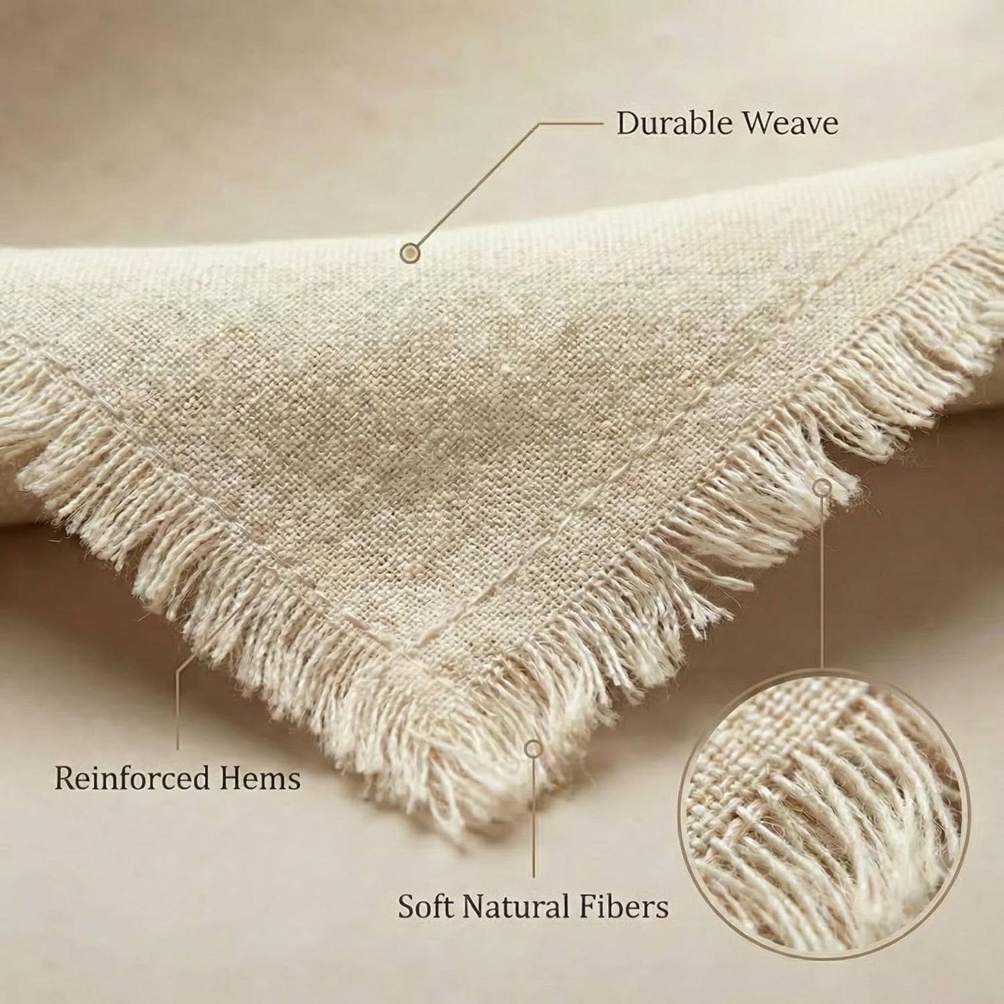 ACCENTHOME Natural Cotton Linen Napkin Set of 12 18x18 inch Dinner Napkins - Washable Soft Premium Hotel Quality Reusable Hemmed Edges Napkins Perfect Table Linens for Family Dinners, Weddings