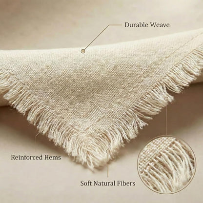ACCENTHOME Natural Cotton Linen Napkin Set of 12 18x18 inch Dinner Napkins - Washable Soft Premium Hotel Quality Reusable Hemmed Edges Napkins Perfect Table Linens for Family Dinners, Weddings