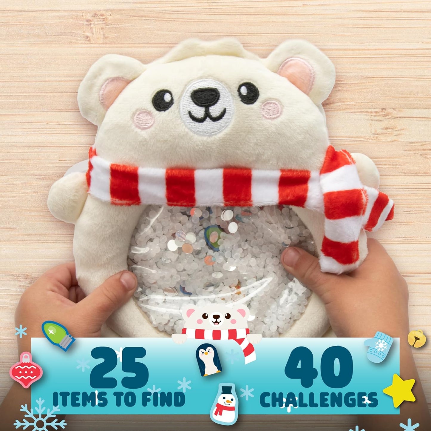Chuckle & Roar Sensory Seek & Find Scavenger Hunt Bear – Plush Travel Toy with Hidden Objects, 40 No-Reading Challenge Cards, Sensory Activity for Focus & Calm, Toddler Gift Ages 3+