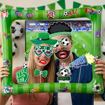 Hawaiian Photo Booth Props & Inflatable Frame, 30Pcs Luau Photobooth Props with Large Inflatable Inflatable Selfie Picture Frame for Summer Tropical Aloha Luau Party Selfie Supplies