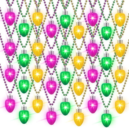 Ferreve 12 Pcs St Patricks Day Light up Beads Necklace Bulk LED Saint Patricks Day Lanyard Bulb Necklaces with 3 Light Modes Glow Tossing Beads for Irish Parade Party Favors Accessories (Green)