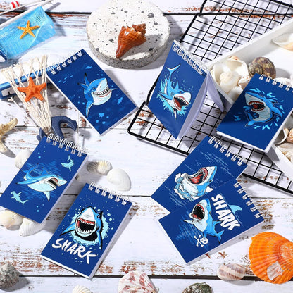 Pajean 24 Pack Mini Shark Notebooks Memo Spiral Tiny Notepads Shark Theme Pocket Notepads Under The Sea Animal Hardcover Notebooks for Kids Classroom School Rewards Gifts Birthday Party Supplies