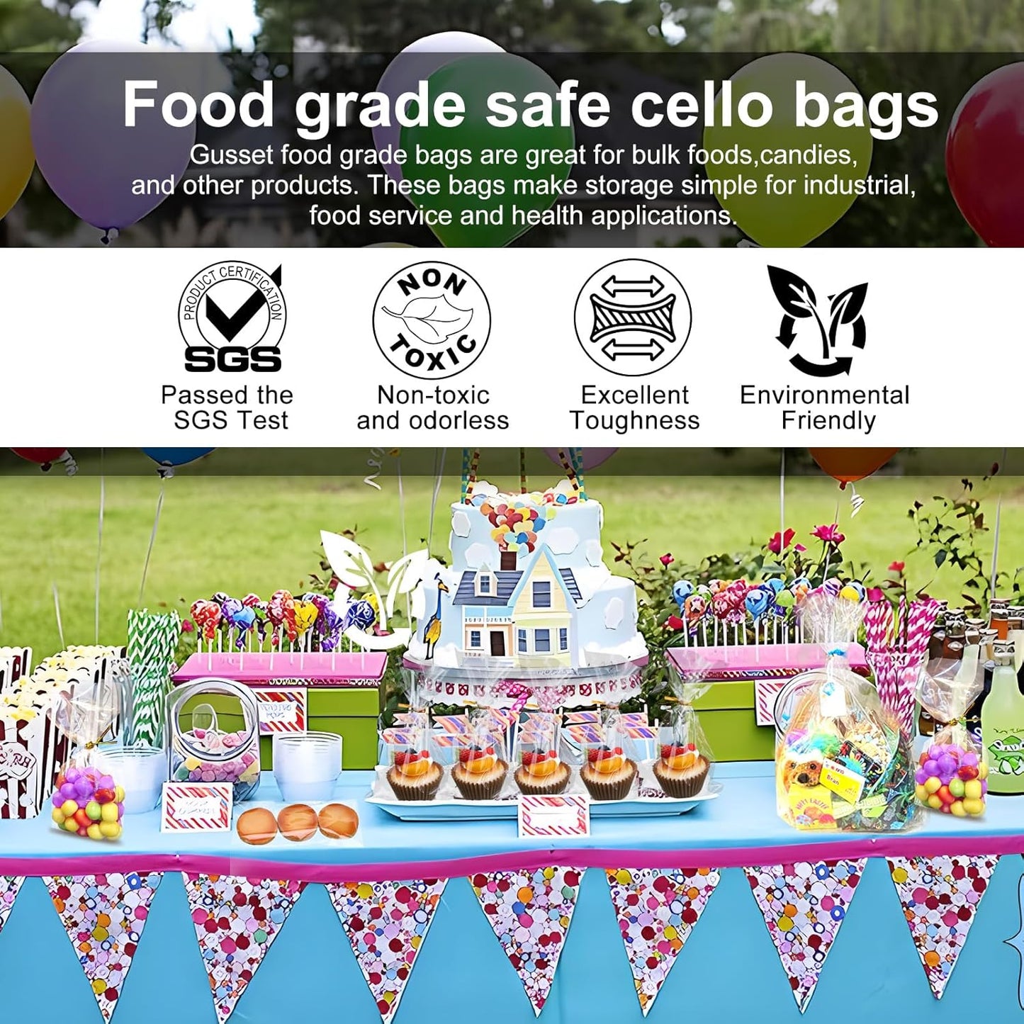 Clear Candy Bags 100pcs 6X10 Cellophane Treat Bag Party Favor Goodie Cake Pop Gift Apple Cello for Gift Baskets Bakery Cookie with Ties