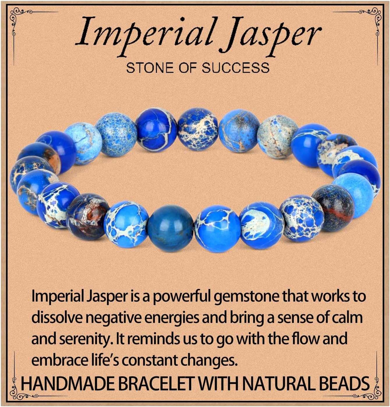 LPBeads Handmade Natural Gemstone Stretch Elastic Bracelet Healing Crystal Round Stone Beads Jewelry Gifts for Women Men