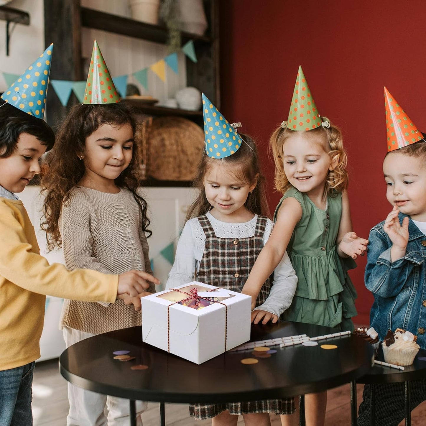 20Pcs 8 Inch Cake Boxes with Window, 8x8x5 Inches Brown Bakery Boxes, Cake Carrier Container for Pastries, Pie, Cookies, Chocolates, Cupcakes, Birthday Party, Wedding