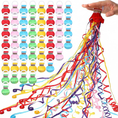 50 Pack No Mess Streamers, Colorful Hand Throw Streamers Poppers, No Mess Paper Crackers Romantic Confetti Poppers for Wedding, Birthday, Party Celebrations, Graduation, Party Favors Shows