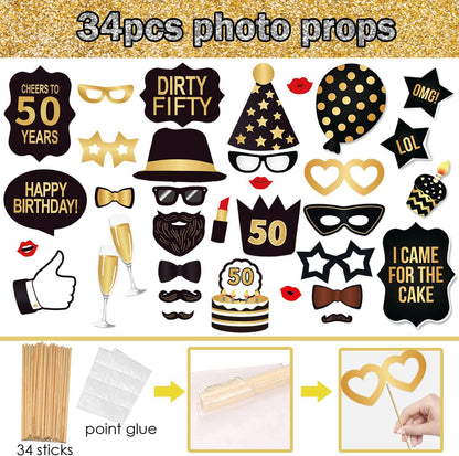 50th Birthday Inflatable Photo Booth Set - Giant Selfie Photo Booth Frame & Props - Polyvinyl Chloride