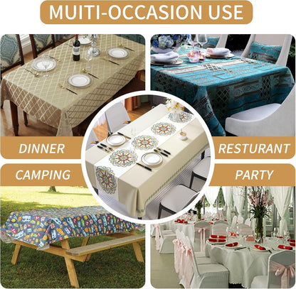 Rectangle Table Cloth,100% Waterproof Tablecloth Oil Proof Spill Proof Vinyl Table Cloth, Wipe Clean Plastic Table Cover for Dining, Camping, Indoor and Outdoor 52" x 70",Leaves