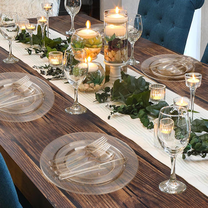 Goodluck 200PCS Gold Plastic Plates, Heavy Duty Disposable Gold Plates with 100 10.25 inch Dinner Plates and 100 7.5 inch Dessert Plates for Party, Holiday, Wedding, Thanksgiving