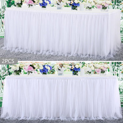 Suppromo 6ft Pink Tulle Table Skirt Baby Shower Tablecloth for Rectangle Tables or Round Tables Pink Ruffle Tutu Table Skirts Desk Skirt for Princess Girls Birthday Party Cake Dessert Decorations