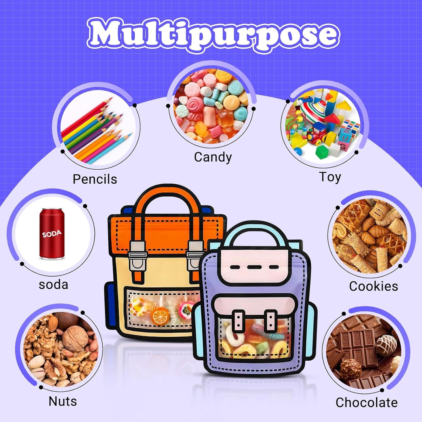 30 PCS Bulk Gift Bags for Kids with Handle,Children Large Goodie Bags with Stand-up Bottom, Grip Seal Party Favor Bag, Students Back to School Treat Bag, Cute Snack Candy Bags for Birthday, Classroom