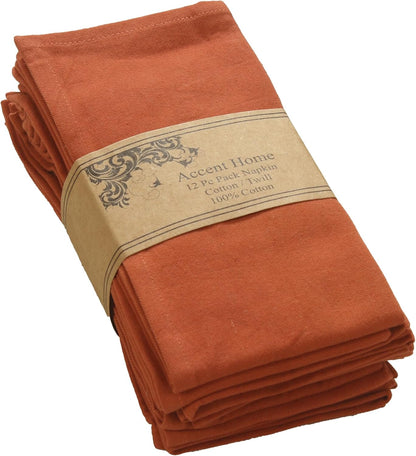 ACCENTHOME Natural Cotton Linen Napkin Set of 12 18x18 inch Dinner Napkins - Washable Soft Premium Hotel Quality Reusable Hemmed Edges Napkins Perfect Table Linens for Family Dinners, Weddings