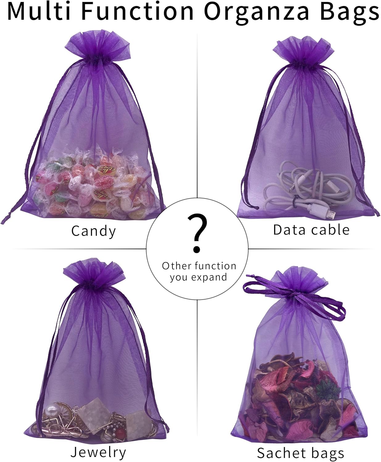 Jexila 120PCS Sheer Organza Bags 5X7 inches Mesh Drawstring Gift Bags Small for Jewelry Wedding Party Baby Shower Favor Bags (Rainbow )